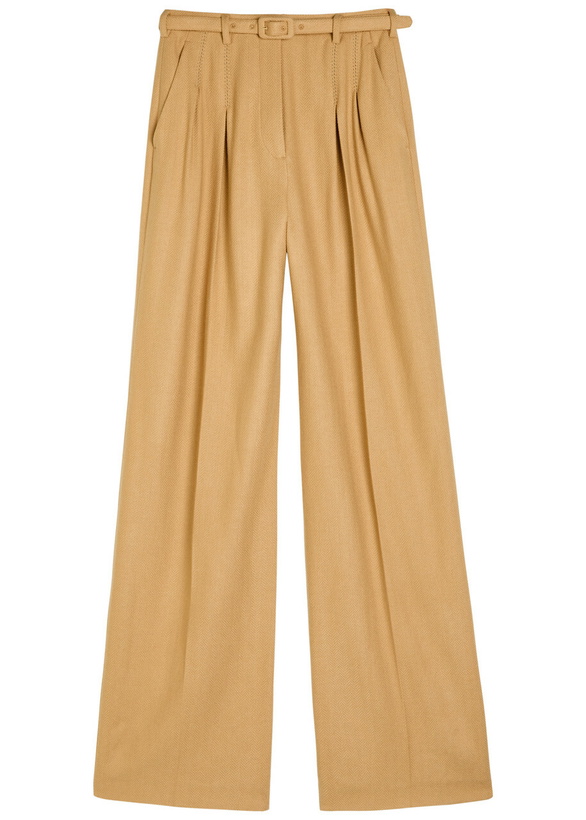 Photo: Gabriela Hearst Vargas Herringbone Cashmere and Silk-blend Trousers Camel