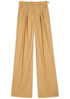 Gabriela Hearst Vargas Herringbone Cashmere and Silk-blend Trousers Camel