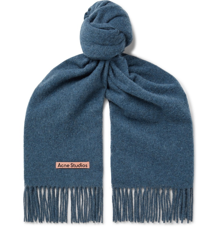 Photo: Acne Studios - Fringed Mélange Wool Scarf - Blue