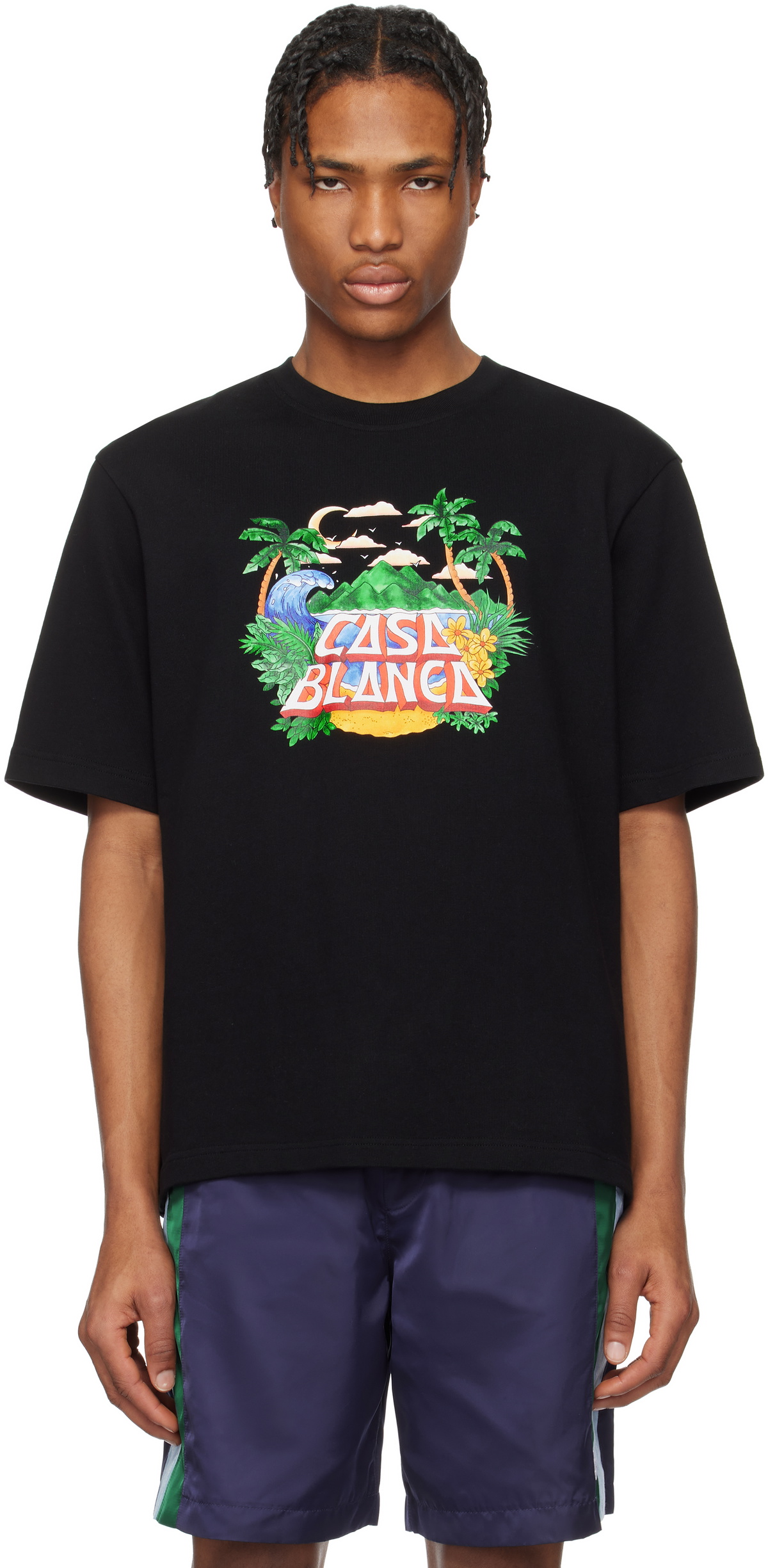 Tシャツ・カットソー CASABLANCA MOUNTAINS WAVES SCREEN T-SHIRT Casablanca Mountains Waves Screen T-Shirt - White