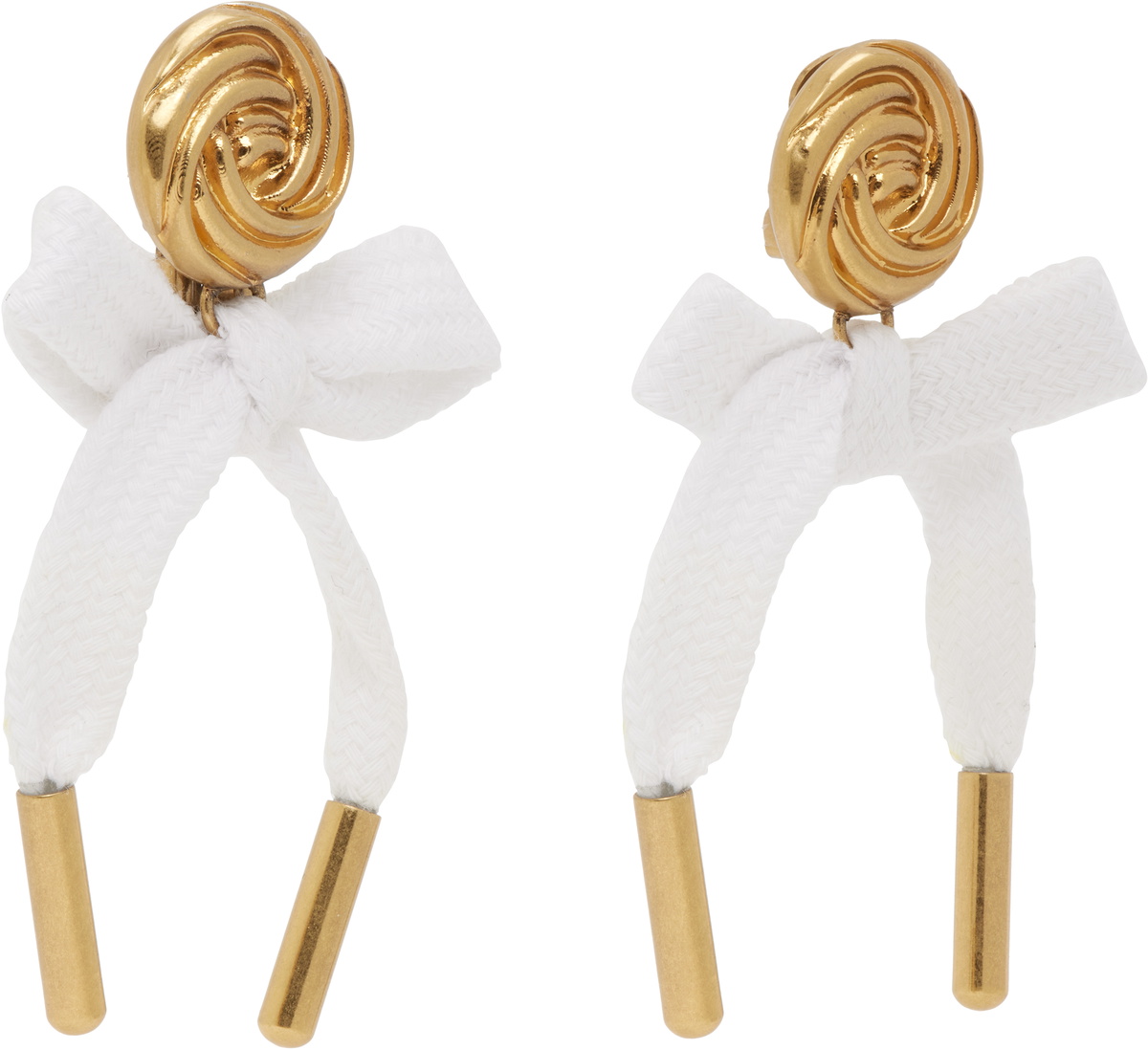 Moschino Gold & White Bow Earrings