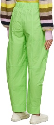 GANNI Green Cotton Crepe Trousers