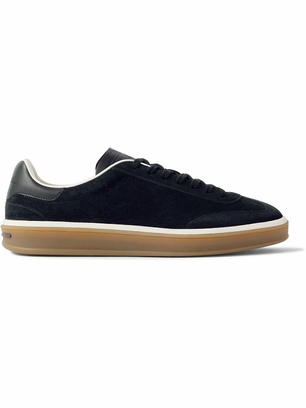 Photo: Loro Piana - Tennis Walk Leather-Trimmed Suede Sneakers - Blue