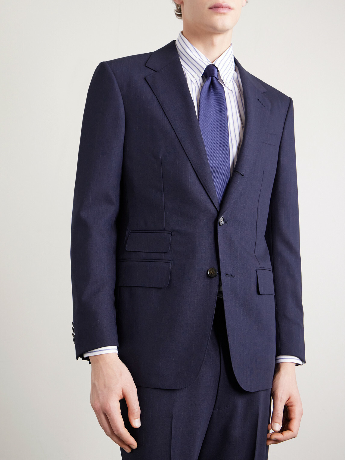 Dunhill - Pinstriped Wool Suit Jacket - Blue