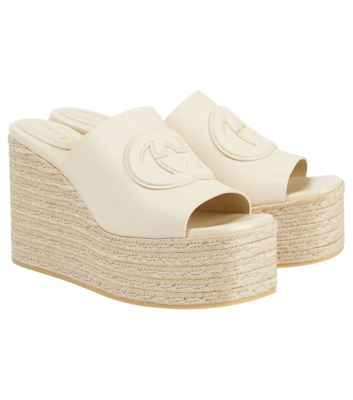 Photo: Gucci GG leather espadrille wedges