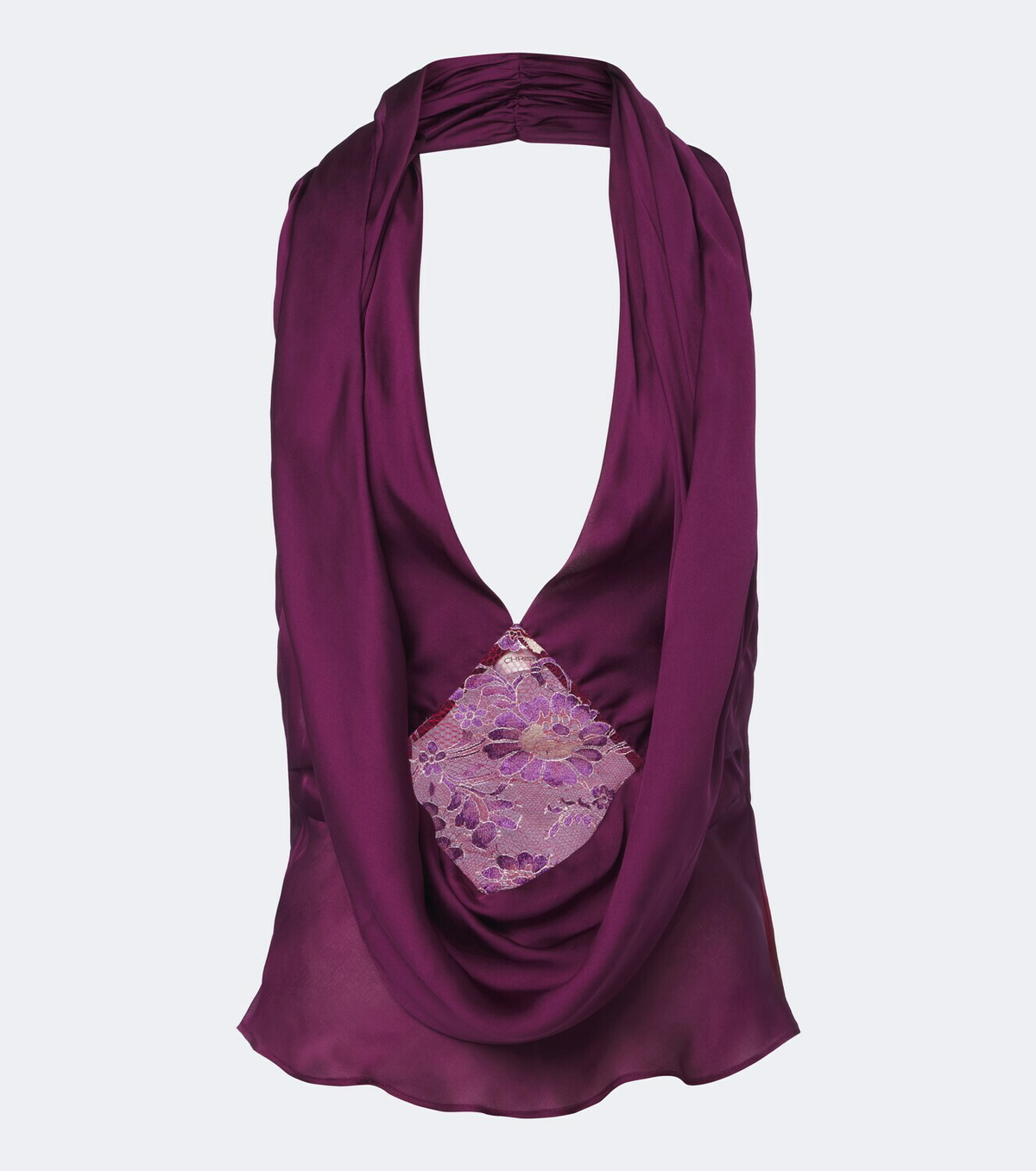 Christopher Esber Cesura lace-trimmed halterneck silk top