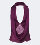 Christopher Esber Cesura lace-trimmed halterneck silk top