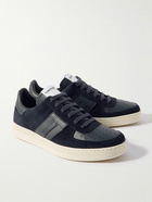 TOM FORD - Logo-Appliquéd Leather-Trimmed Suede Sneakers - Blue