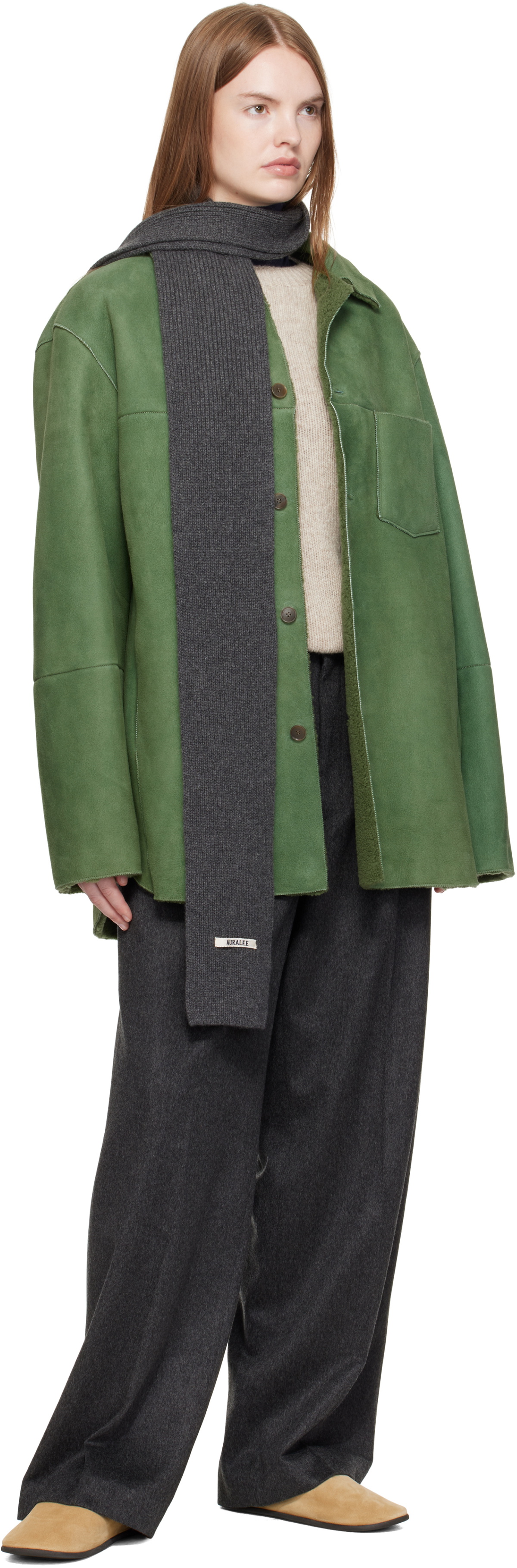 AURALEE Gray Light Cashmere Knit Stole