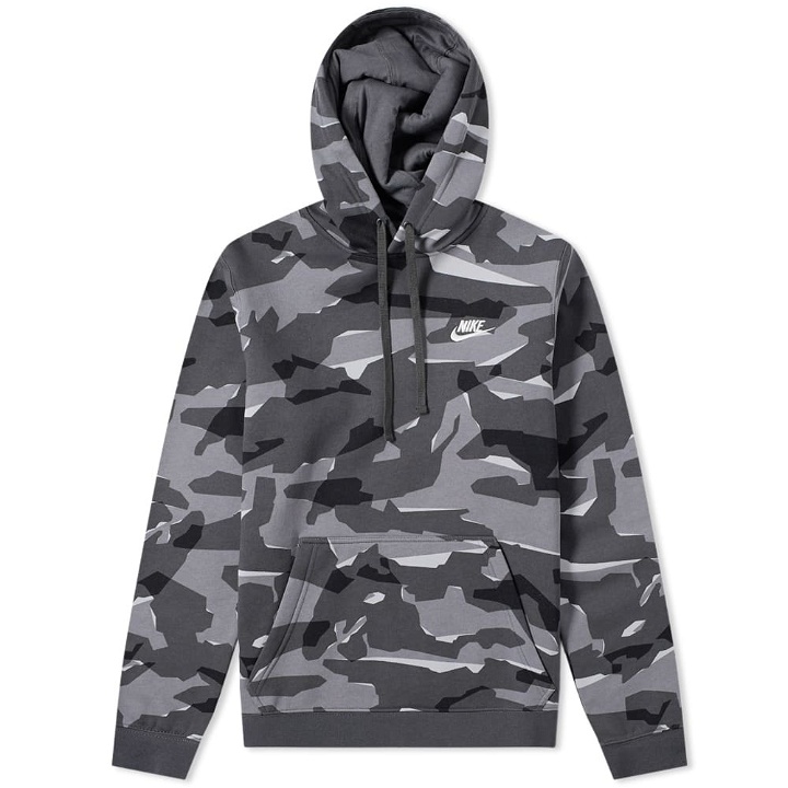 Photo: Nike Club Camo Pullover Hoody Grey, Anthracite & White