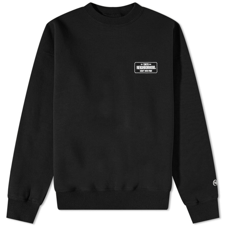 Photo: Neighborhood Men's Classic Bar Logo Crew Sweat in Black