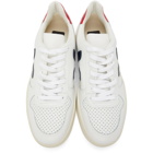 Veja White and Navy V-10 Sneakers