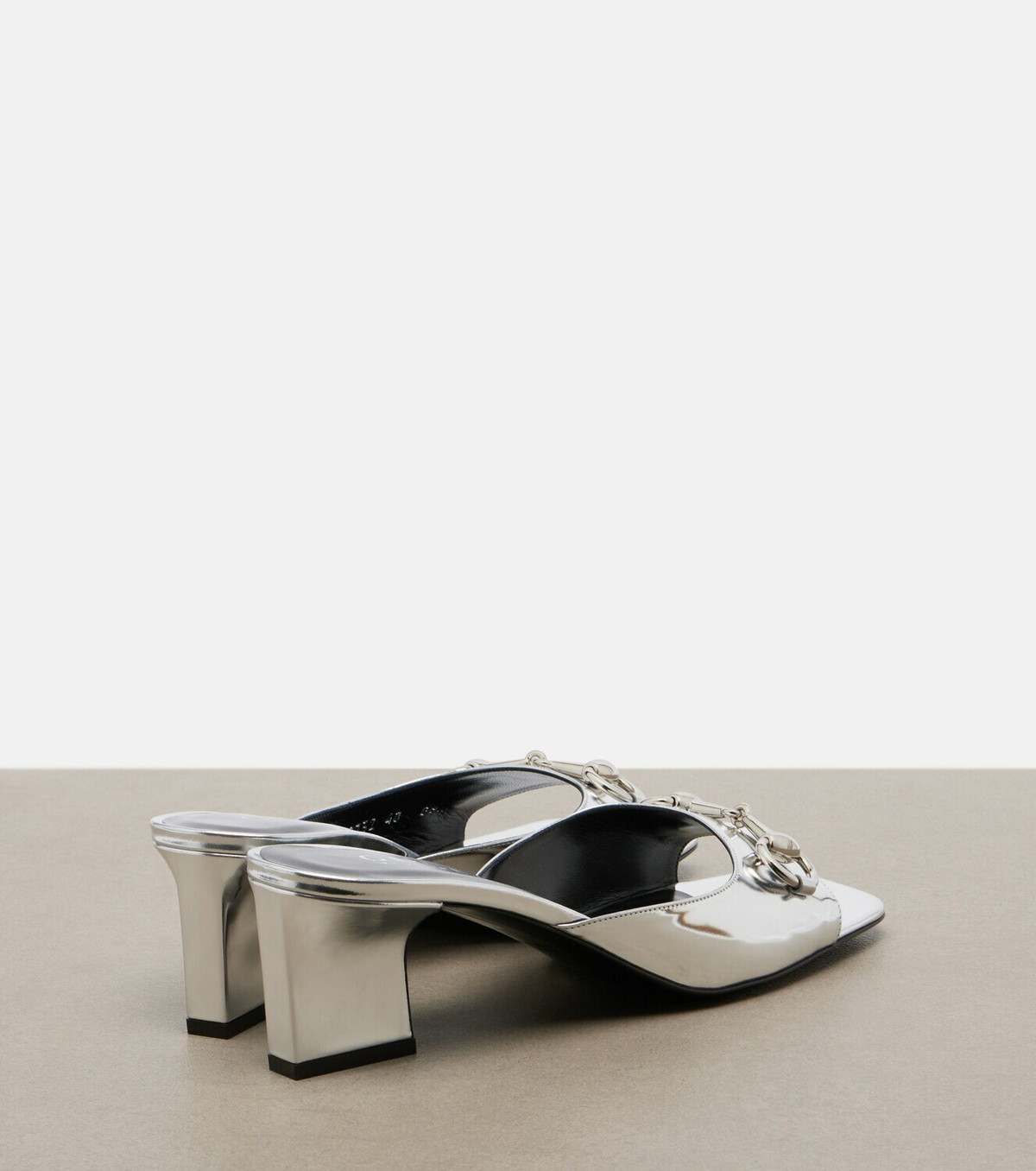 Gucci Signora Horsebit metallic leather mules
