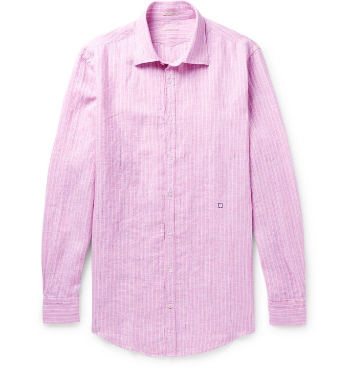 Photo: Massimo Alba - Striped Linen-Gauze Shirt - Pink
