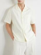 Versace - Striped Cotton and Silk-Blend Jacquard Shirt - White