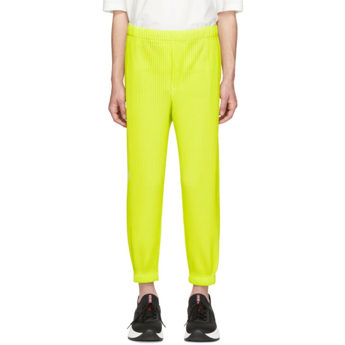 Photo: Homme Plisse Issey Miyake Yellow Tapered Pleat Trousers