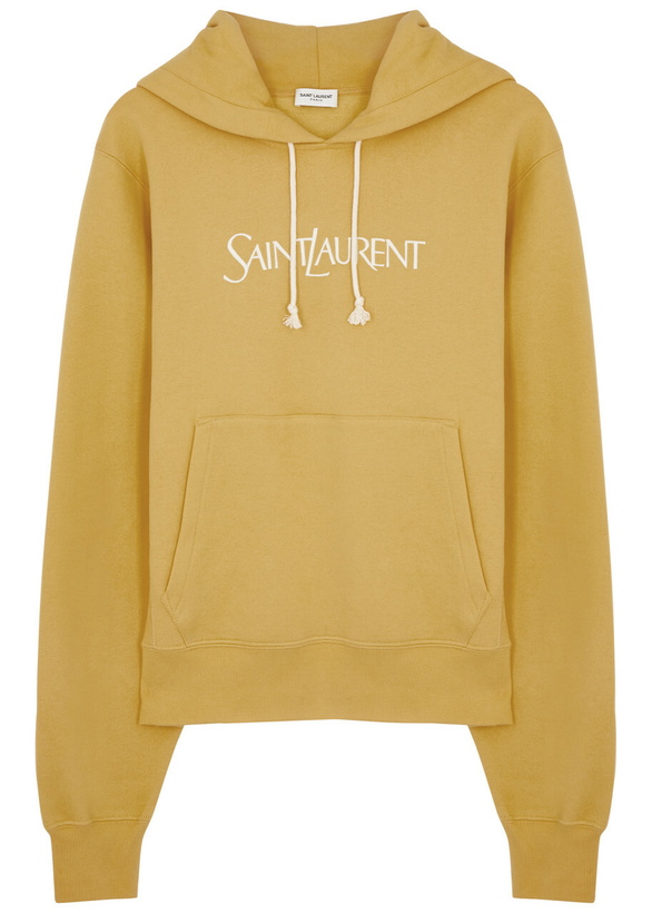 Photo: Saint Laurent Logo-embroidered Hooded Cotton Sweatshirt Yellow