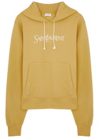 Saint Laurent Logo-embroidered Hooded Cotton Sweatshirt Yellow