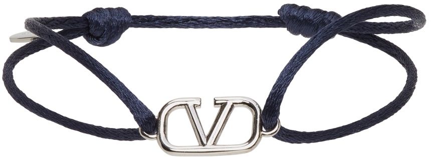 Valentino Garavani Navy Cord VLogo Bracelet