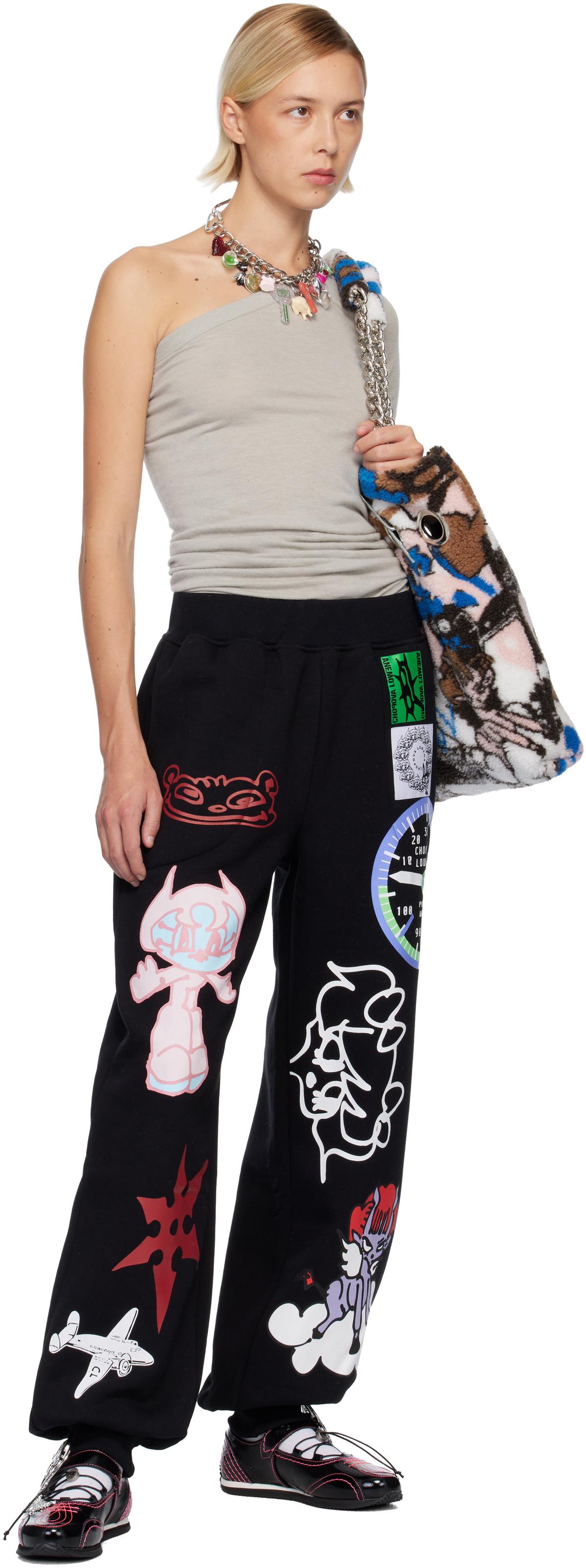 Chopova Lowena Black Flying High Sweatpants