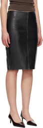 St. Agni Black Brushed Leather Pencil Midi Skirt