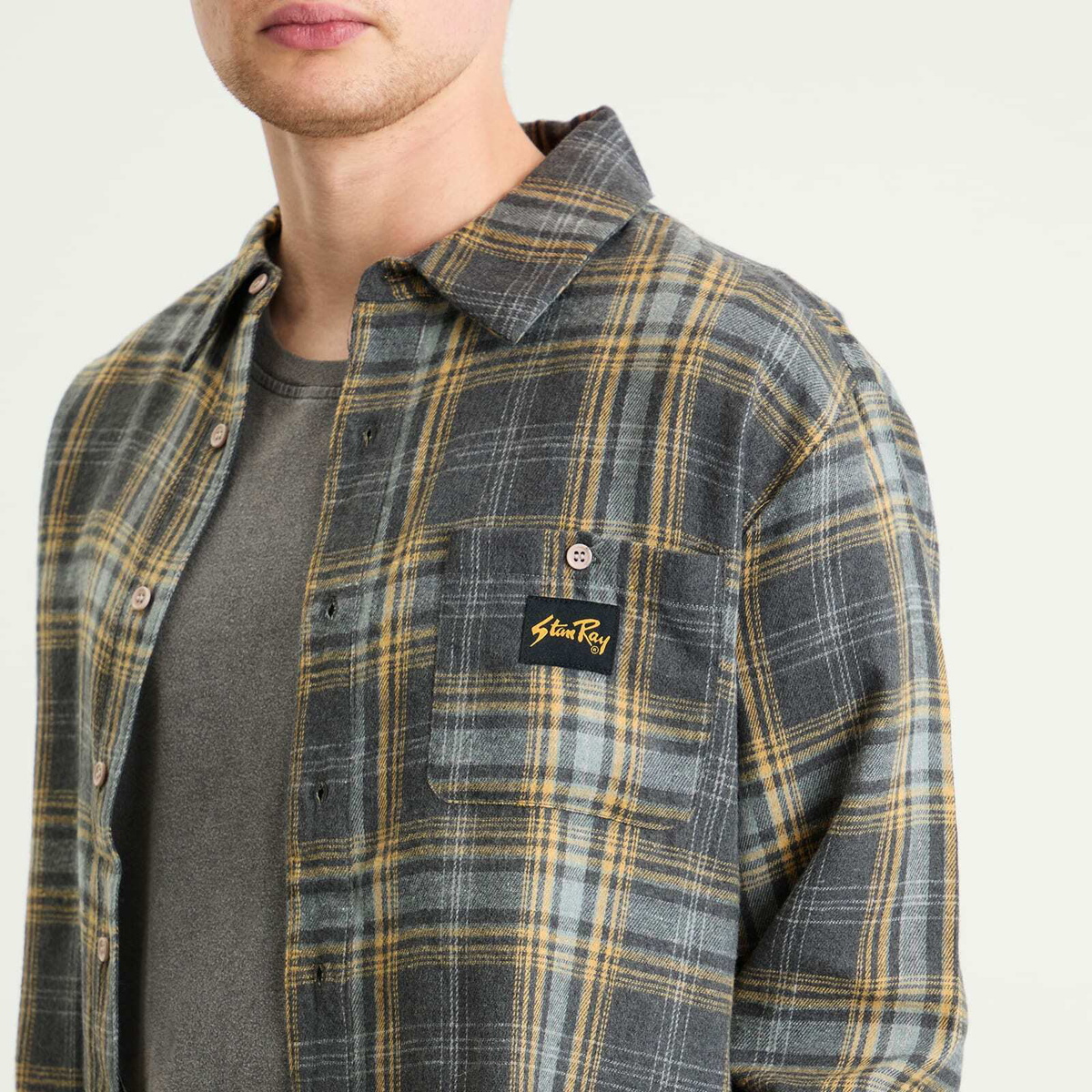 Stan Ray Men's Flannel Shirt in Charcoal Plaid