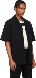 NULLUS Black Dry Button Strap Short Sleeve Shirt