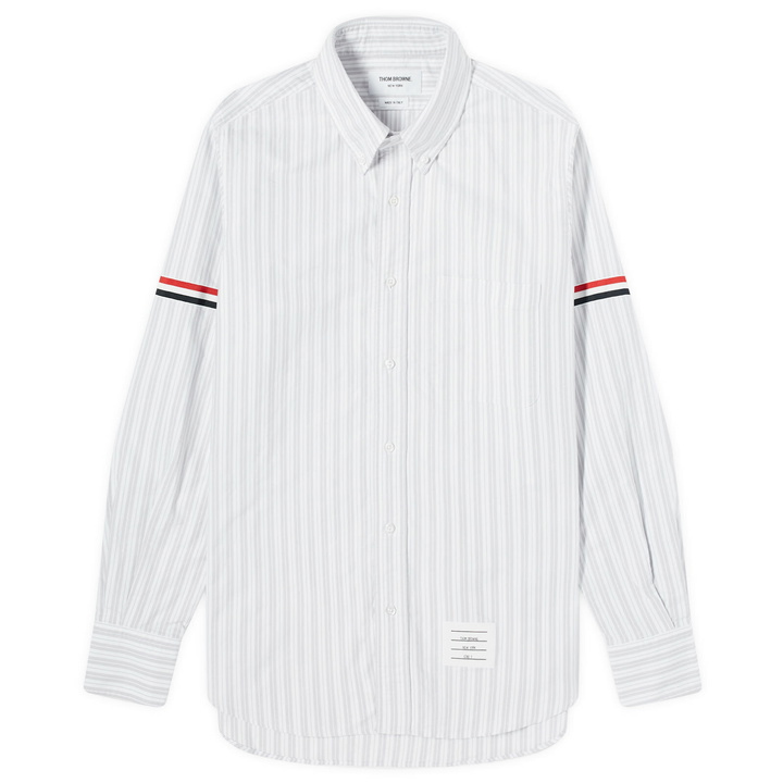 Photo: Thom Browne Men's Striped Oxford Shirt in Medium Grey