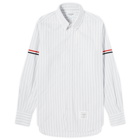 Thom Browne Men's Striped Oxford Shirt in Medium Grey