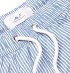 Mr P. - Striped Cotton-Blend Seersucker Swim Shorts - Blue