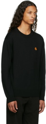 Kenzo Black Crewneck Tiger Crest Sweater