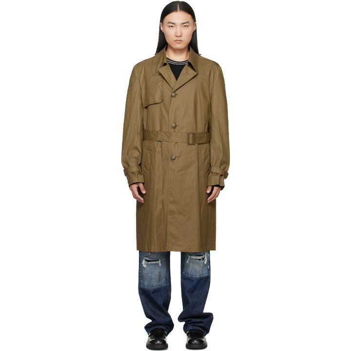 Photo: MM6 Maison Margiela Khaki Coated Cotton Trench Coat