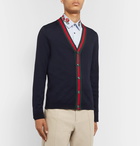 Gucci - Slim-Fit Webbing-Trimmed Wool Cardigan - Blue