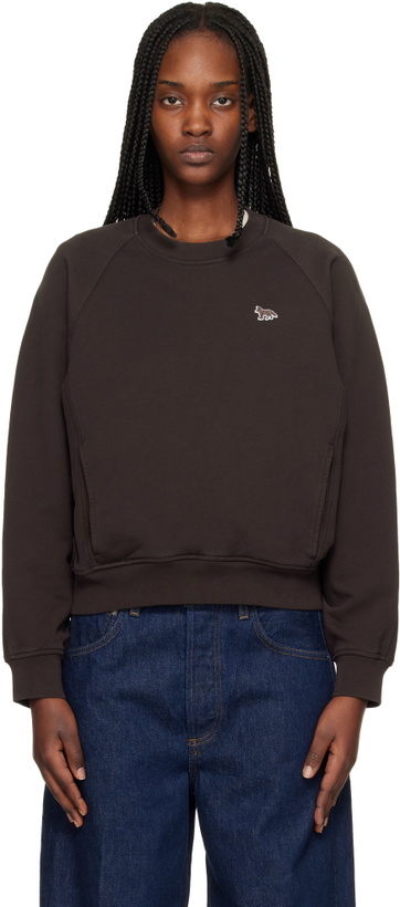Photo: Maison Kitsuné Brown Baby Fox Open Pocket Sweatshirt