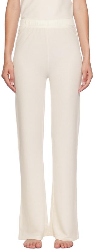 Photo: BOSS Off-White Embroidered-Logo Pyjama Pants