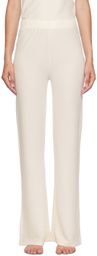 BOSS Off-White Embroidered-Logo Pyjama Pants