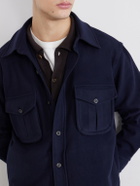 Caruso - Brushed Wool Overshirt - Blue