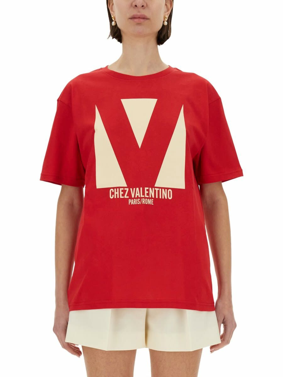 VALENTINO - Cotton Rib Jersey Logo T-shirt Valentino