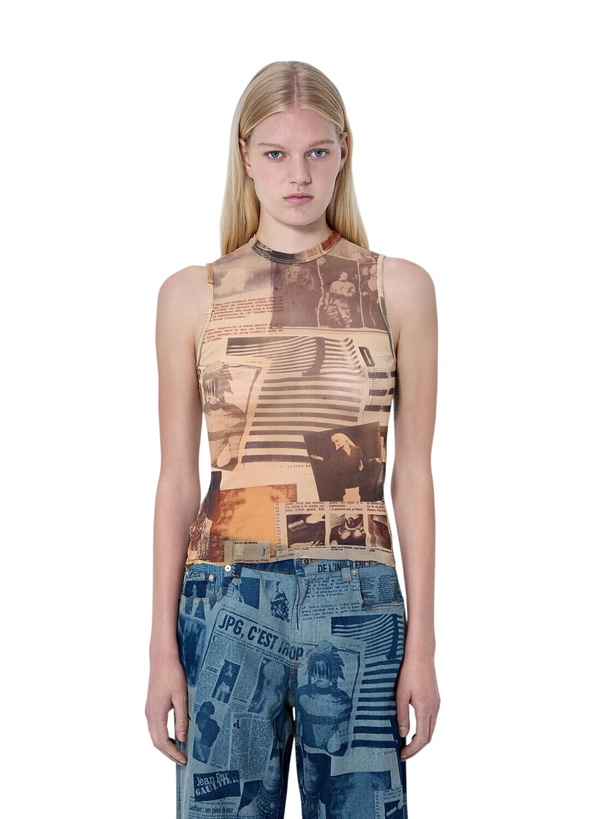 Photo: Jean Paul Gaultier Mesh Printed Journal Tank Top