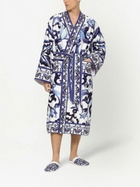 Dolce & Gabbana Blue Majolica Cotton Robe