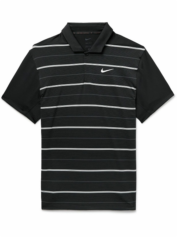 Photo: Nike Golf - Tiger Woods Striped Dri-FIT ADV Golf Polo Shirt - Black