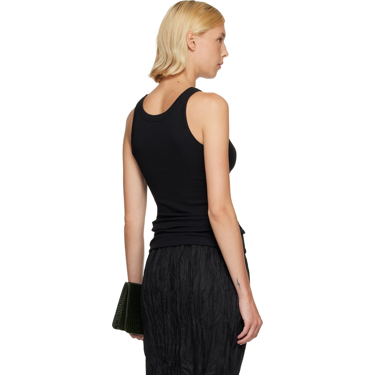 TOTEME Black Curved Rib Tank Top