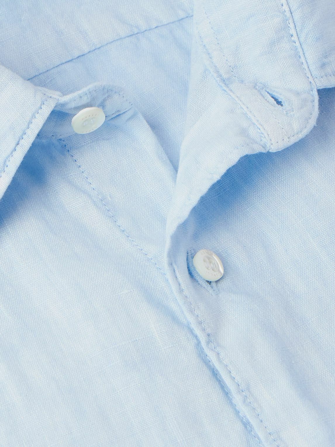 Aspesi - Sedici Slim-Fit Cutaway-Collar Linen Shirt - Blue