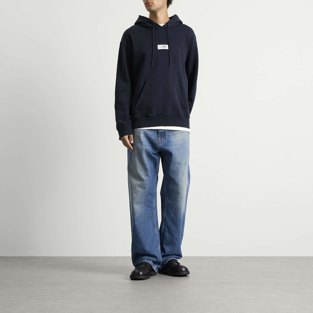 MM6 Maison Margiela Men's Logo Hoodie in Blue Navy