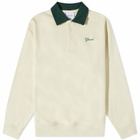 Grand Collection Collared Crew Sweat in Cream/Forest