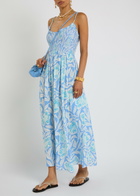 Free People Sweet Nothings Printed Cotton Midi Dress Blue