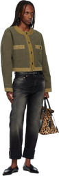R13 Khaki Cord Trimmed Cropped Chore Jacket