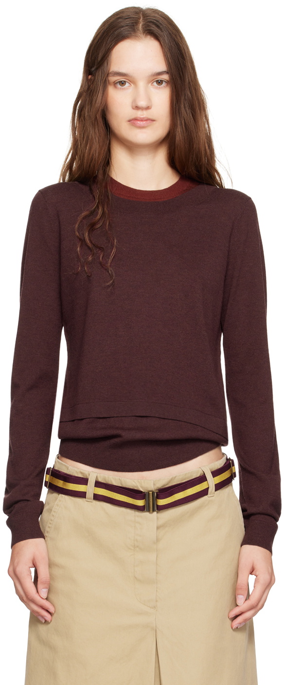 3.1 Phillip Lim Burgundy Double Layer Back Keyhole Sweater