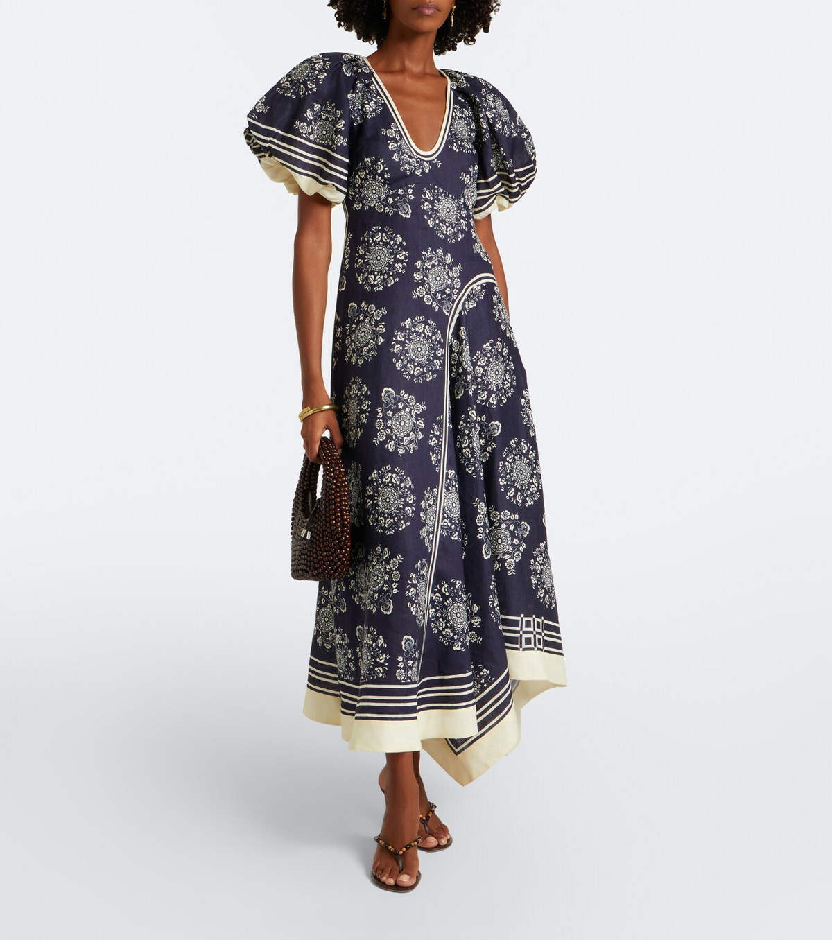 Alémais Banderra floral linen midi dress