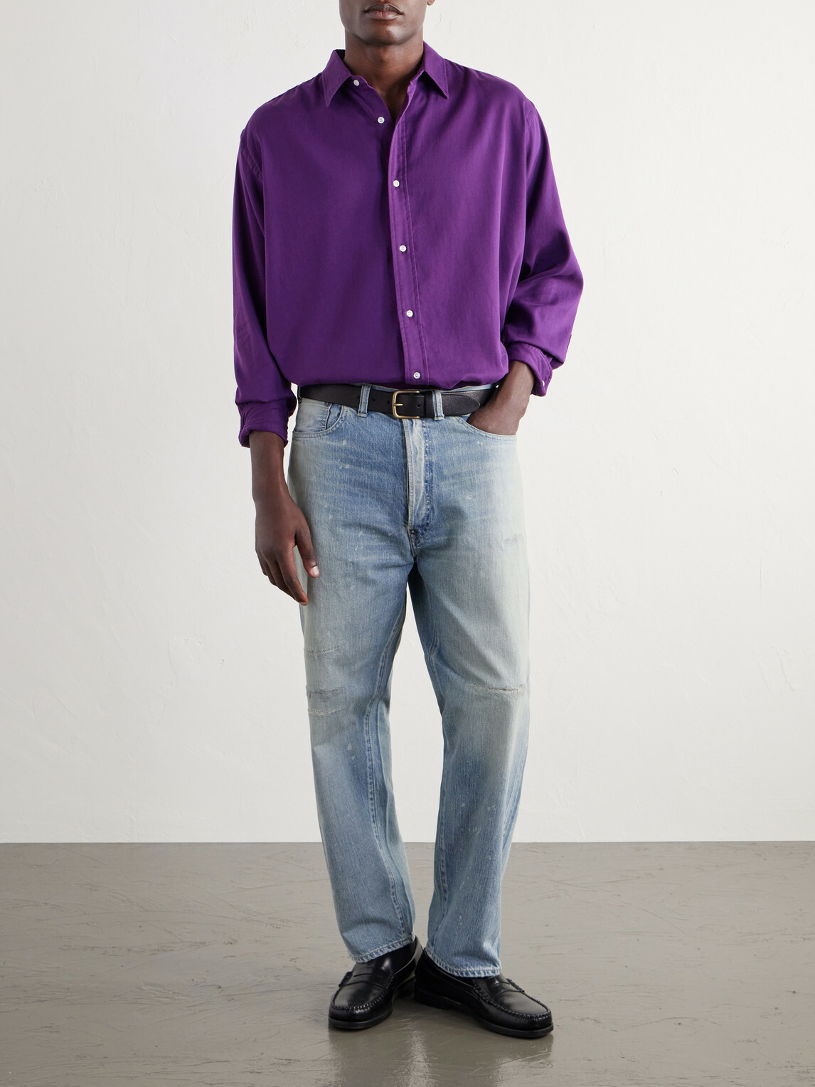 A.PRESSE - Cotton-Twill Shirt - Purple